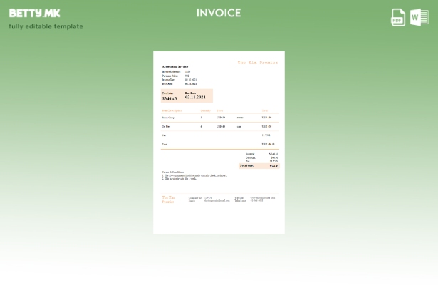 модерен стил САД Шаблон за премиерна фактура Elm